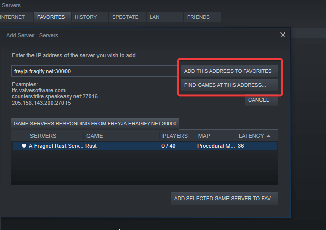 Example Steam Servers